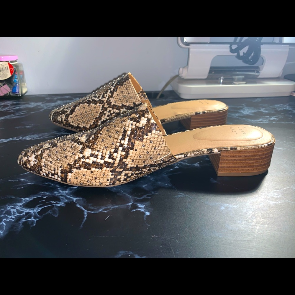 Studded Snakeskin Loafers